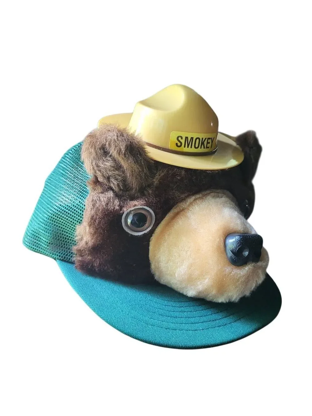 Vintage 1983 Hat Smokey the Bear Plush Stuffed Snapback Trucker Mesh Small